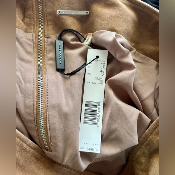 Elie Tahari brown suede skirt NWT Size 12 - Picture 4 of 7